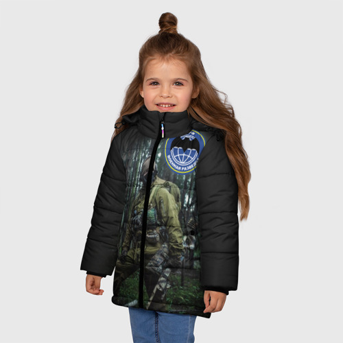 Зимняя куртка для девочек 3D с принтом Военная разведка, фото на моделе #1