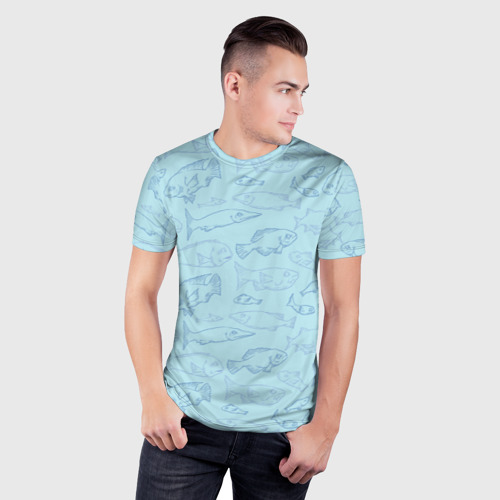 Мужская футболка 3D Slim Рыбы, цвет 3D печать - фото 3