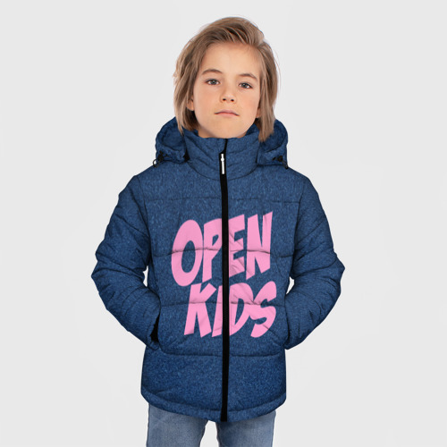Зимняя куртка для мальчиков 3D с принтом Open kids, фото на моделе #1