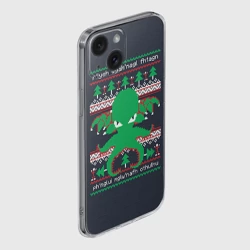 Чехол для iPhone 15 силиконовый с защитой камеры Новогодний свитер Ктулху - фото 2