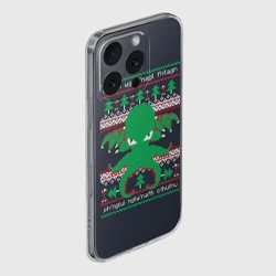 Чехол для iPhone 16 Pro силиконовый с защитой камеры Новогодний свитер Ктулху - фото 2