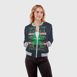 Женский бомбер 3D Новогодний свитер Ктулху - фото 2