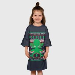 Детское платье 3D Новогодний свитер Ктулху - фото 2