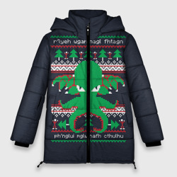 Женская зимняя куртка Oversize Новогодний свитер Ктулху