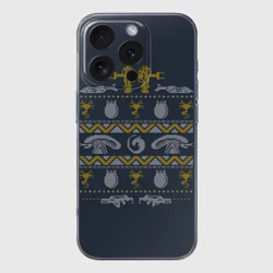 Чехол для iPhone 16 Pro силиконовый с защитой камеры Новогодний свитер Чужой