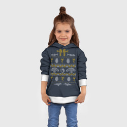 Толстовка с принтом Новогодний свитер Чужой для ребенка, вид на модели спереди №3. Цвет основы: белый