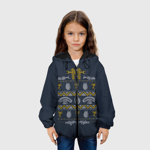 Детская куртка 3D Новогодний свитер Чужой, цвет черный - фото 4