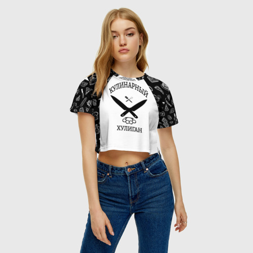 Женская футболка Crop-top 3D Повар 1, цвет 3D печать - фото 3