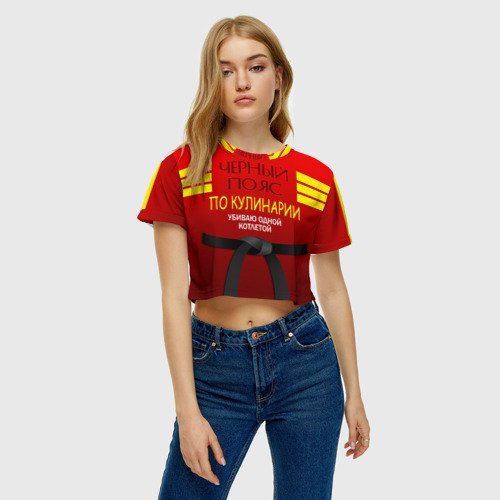 Женская футболка Crop-top 3D Повар 4, цвет 3D печать - фото 4