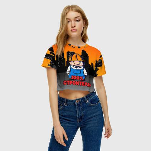 Женская футболка Crop-top 3D Строитель 1 - фото 4