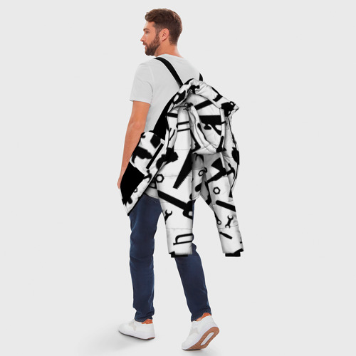 Мужская зимняя куртка 3D с принтом Строитель 7, вид сзади #2