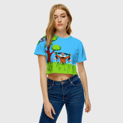 Женская футболка Crop-top 3D Утиная охота - фото 2