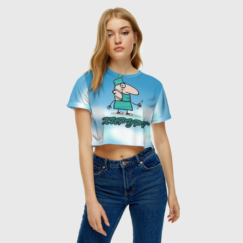 Женская футболка Crop-top 3D Хирург, цвет 3D печать - фото 3