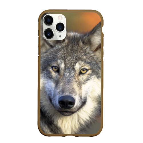 Чехол для iPhone 11 Pro Max матовый Волк, цвет коричневый