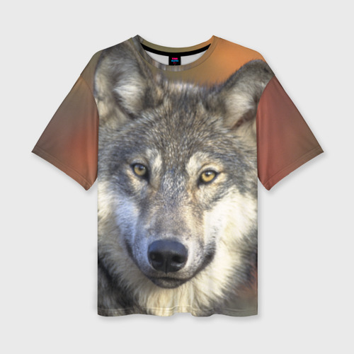 Женская футболка oversize 3D Волк, цвет 3D печать
