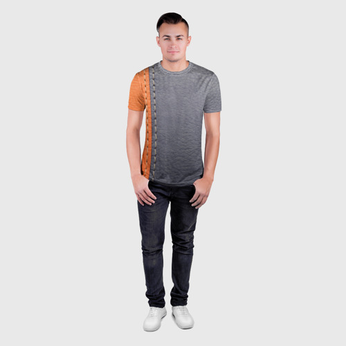 Мужская футболка 3D Slim Кожа двуцветная со швами, цвет 3D печать - фото 4