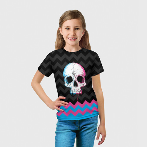 Детская футболка 3D Colored Skull, цвет 3D печать - фото 5