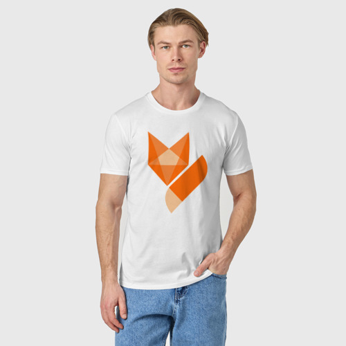 Мужская футболка хлопок Лиса минимализм, цвет белый - фото 3