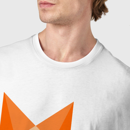 Мужская футболка хлопок Лиса минимализм, цвет белый - фото 6