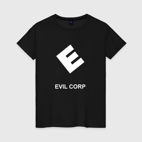 Женская футболка хлопок Evil corporation, цвет черный