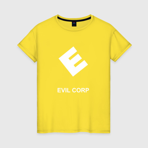 Женская футболка хлопок Evil corporation, цвет желтый