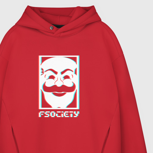 Мужское худи Oversize хлопок F society, цвет красный - фото 4