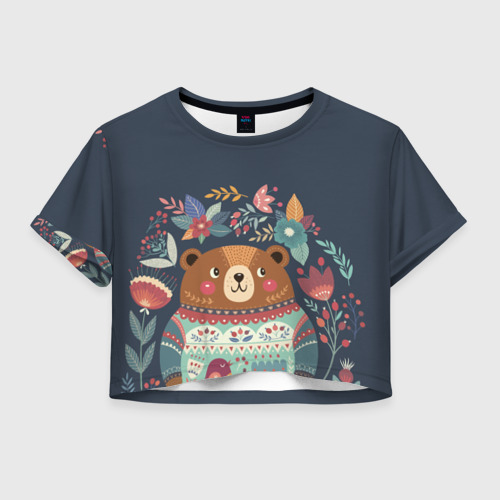Женская футболка Crop-top 3D Медведь