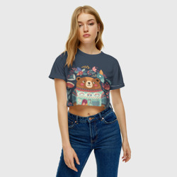Женская футболка Crop-top 3D Медведь - фото 2