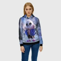 Женская толстовка 3D Winter forest & Sans - фото 2