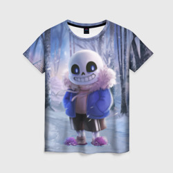 Женская футболка 3D Winter forest & Sans