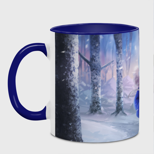 Кружка с полной запечаткой Winter forest & Sans, цвет белый + синий - фото 2