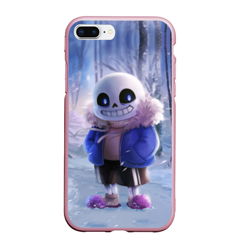 Чехол для iPhone 7Plus/8 Plus матовый Winter forest & Sans, цвет розовый