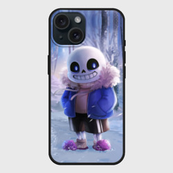 Чехол силиконовый для Apple iPhone 15 матовый Winter forest & Sans