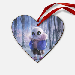 Деревянная игрушка Сердце Winter forest & Sans