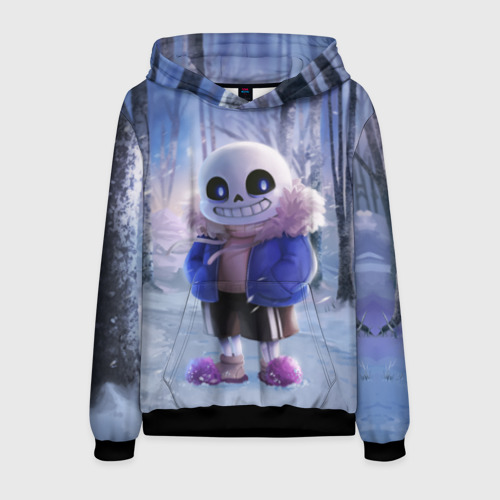 Мужская толстовка 3D Winter forest & Sans, цвет черный