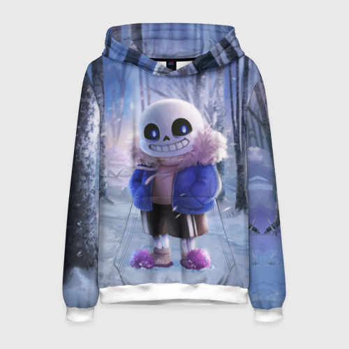 Мужская толстовка 3D Winter forest & Sans, цвет белый