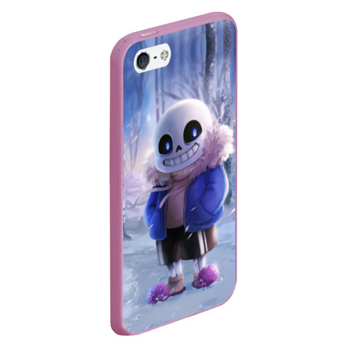 Чехол для iPhone 5/5S матовый Winter forest & Sans, цвет розовый - фото 3