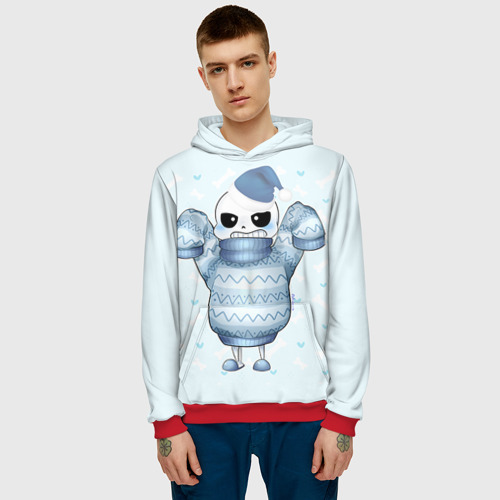 Мужская толстовка 3D Santa Sans, цвет красный - фото 3