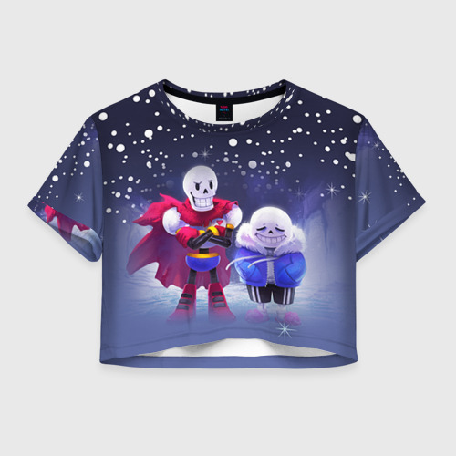 Женская футболка Crop-top 3D Sans & Papyrus, цвет 3D печать