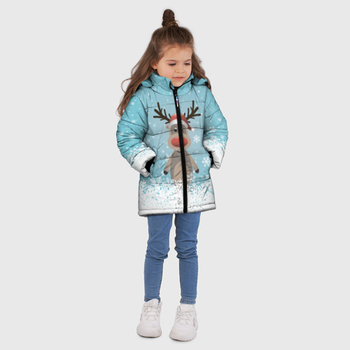 Зимняя куртка для девочек 3D с принтом Рудольф, вид сбоку #3