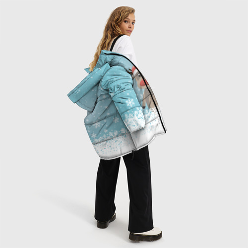 Женская зимняя куртка 3D с принтом Рудольф, вид сбоку #3