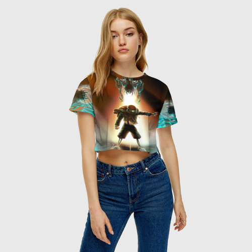 Женская футболка Crop-top 3D Sans, цвет 3D печать - фото 4