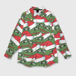 Мужская рубашка oversize 3D Sad frog new year