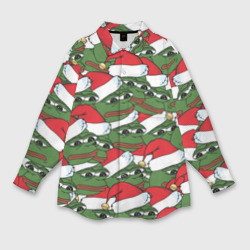 Женская рубашка oversize 3D Sad frog new year