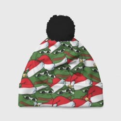 Шапка 3D c помпоном Sad frog new year