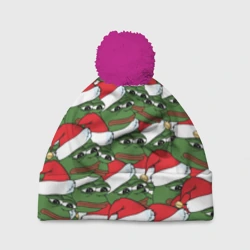 Шапка 3D c помпоном Sad frog new year