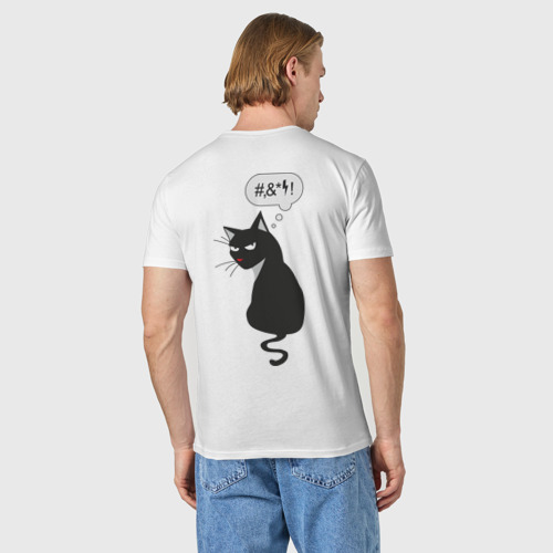Мужская футболка хлопок Недобрый кот, цвет белый - фото 4
