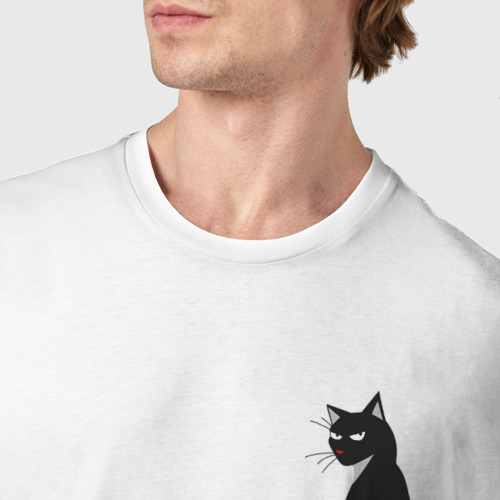 Мужская футболка хлопок Недобрый кот, цвет белый - фото 6