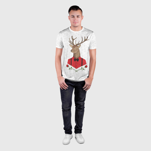 Мужская футболка 3D Slim Christmas Deer, цвет 3D печать - фото 4