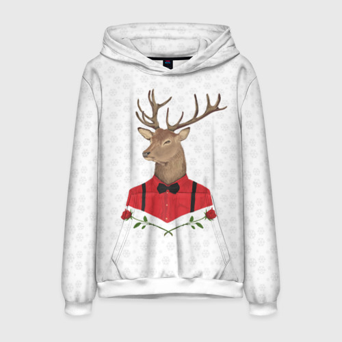 Мужская толстовка 3D Christmas Deer, цвет белый